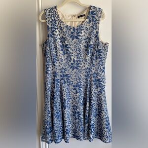 Tommy Hilfiger Sleeveless blue/cream dress size 16